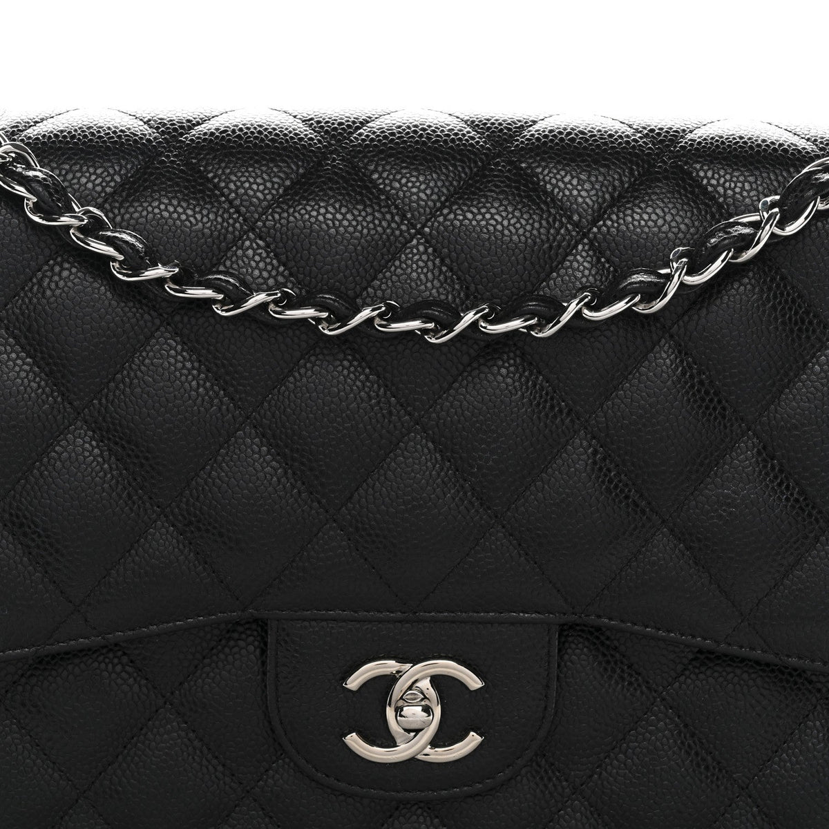 Caviar Quilted Jumbo Double Flap Black wholesalehk.shop