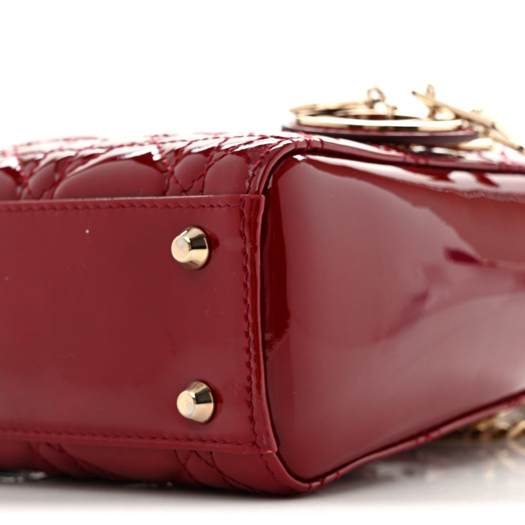 Patent Cannage Mini Lady Dior Red wholesalehk.shop
