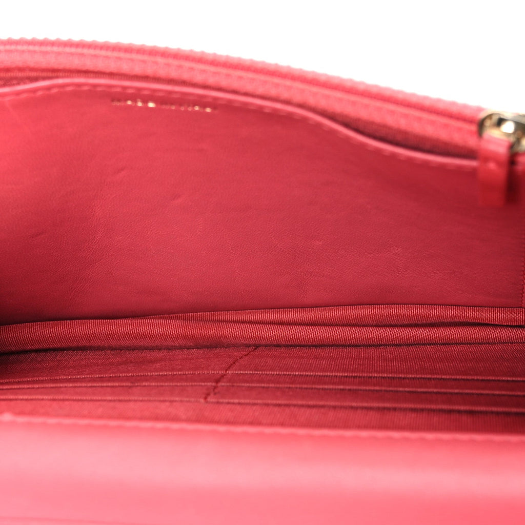 Lambskin Quilted Double Stitch Tassel Wallet On Chain WOC Pink wholesalehk.shop