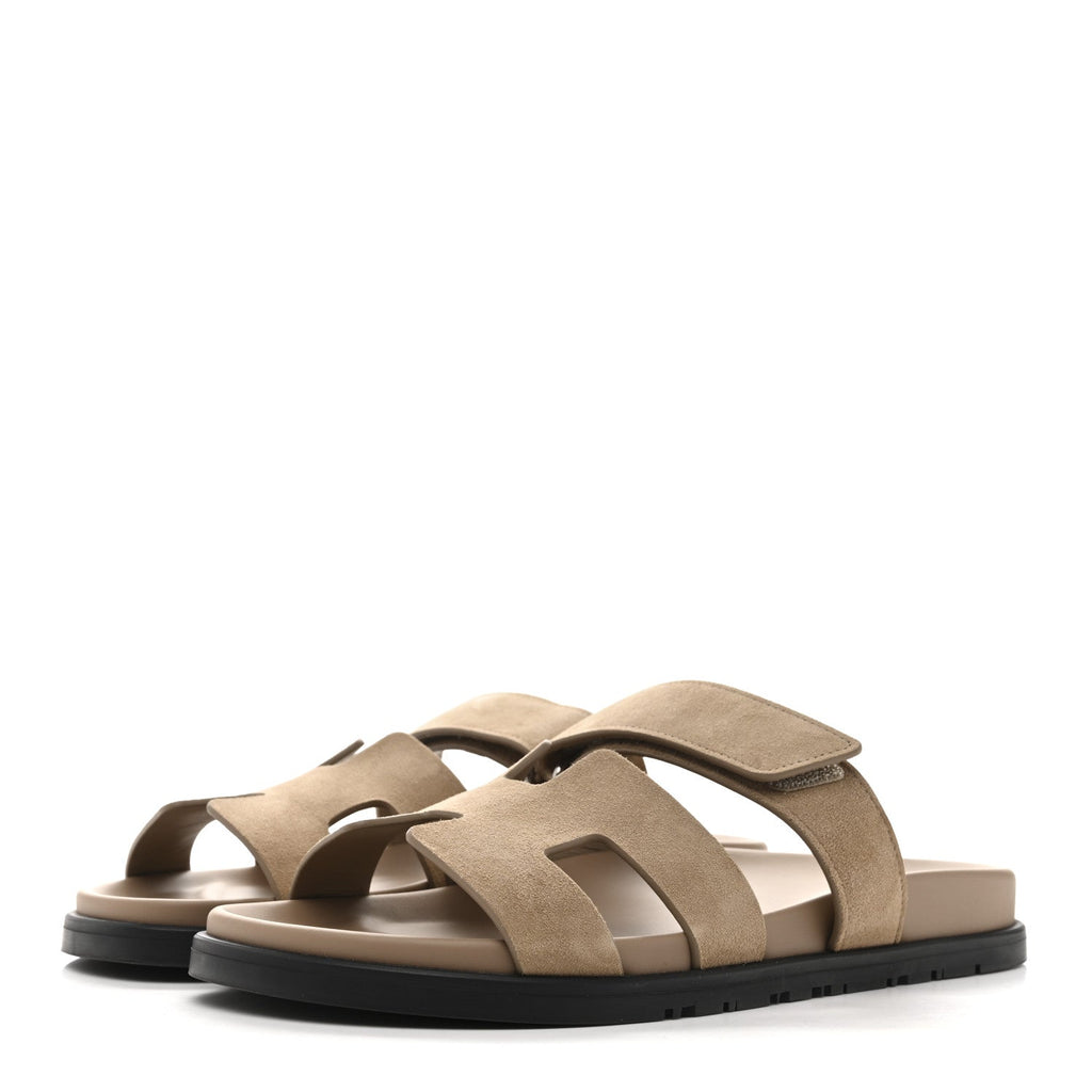 Suede Goatskin Womens Chypre Sandals 40.5 Beige Sable wholesalehk.shop