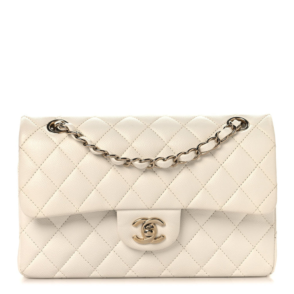 Caviar Quilted Small Double Flap White wholesalehk.shop