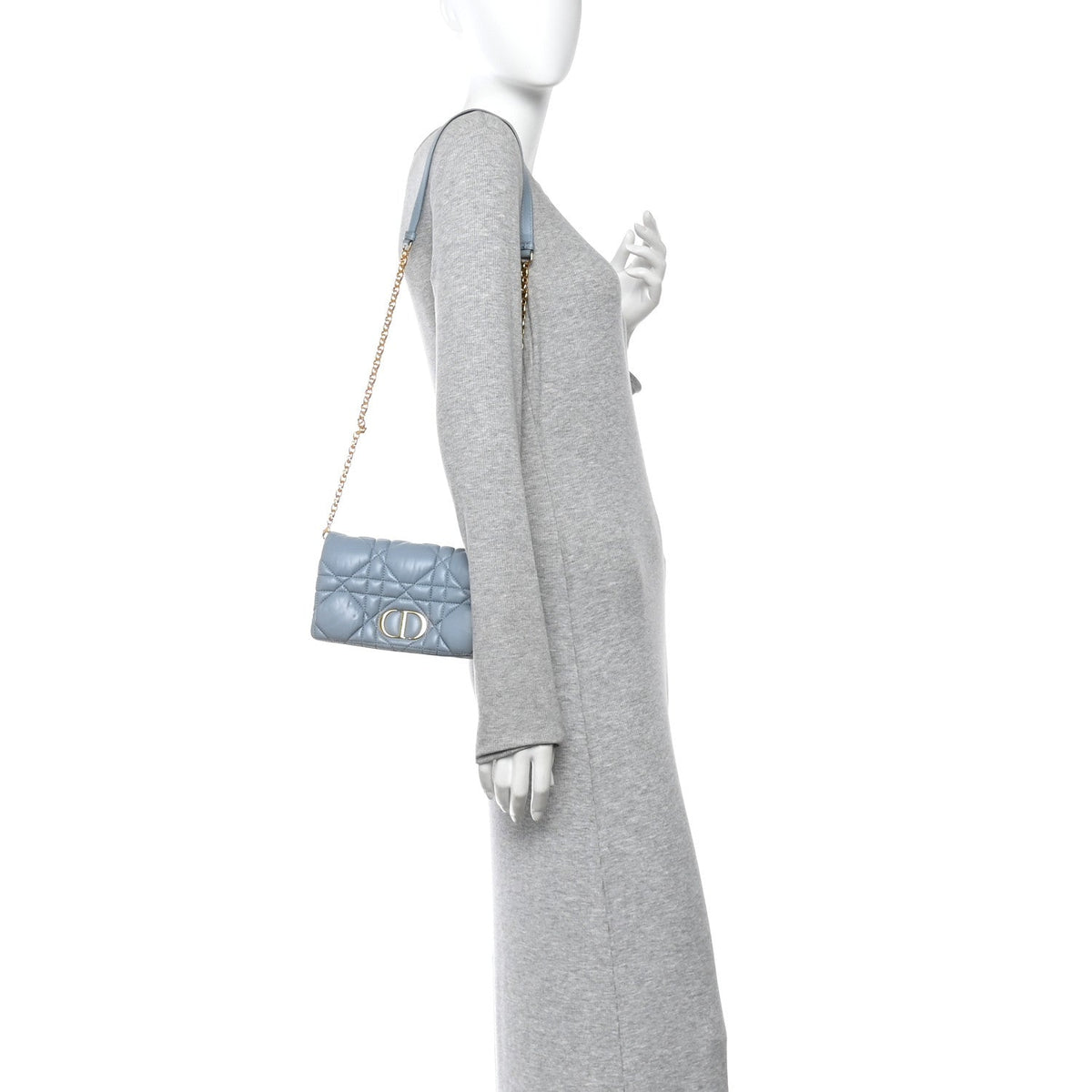 Lambskin Macrocannage Mini Dior Caro Bag Cloud Blue wholesalehk.shop