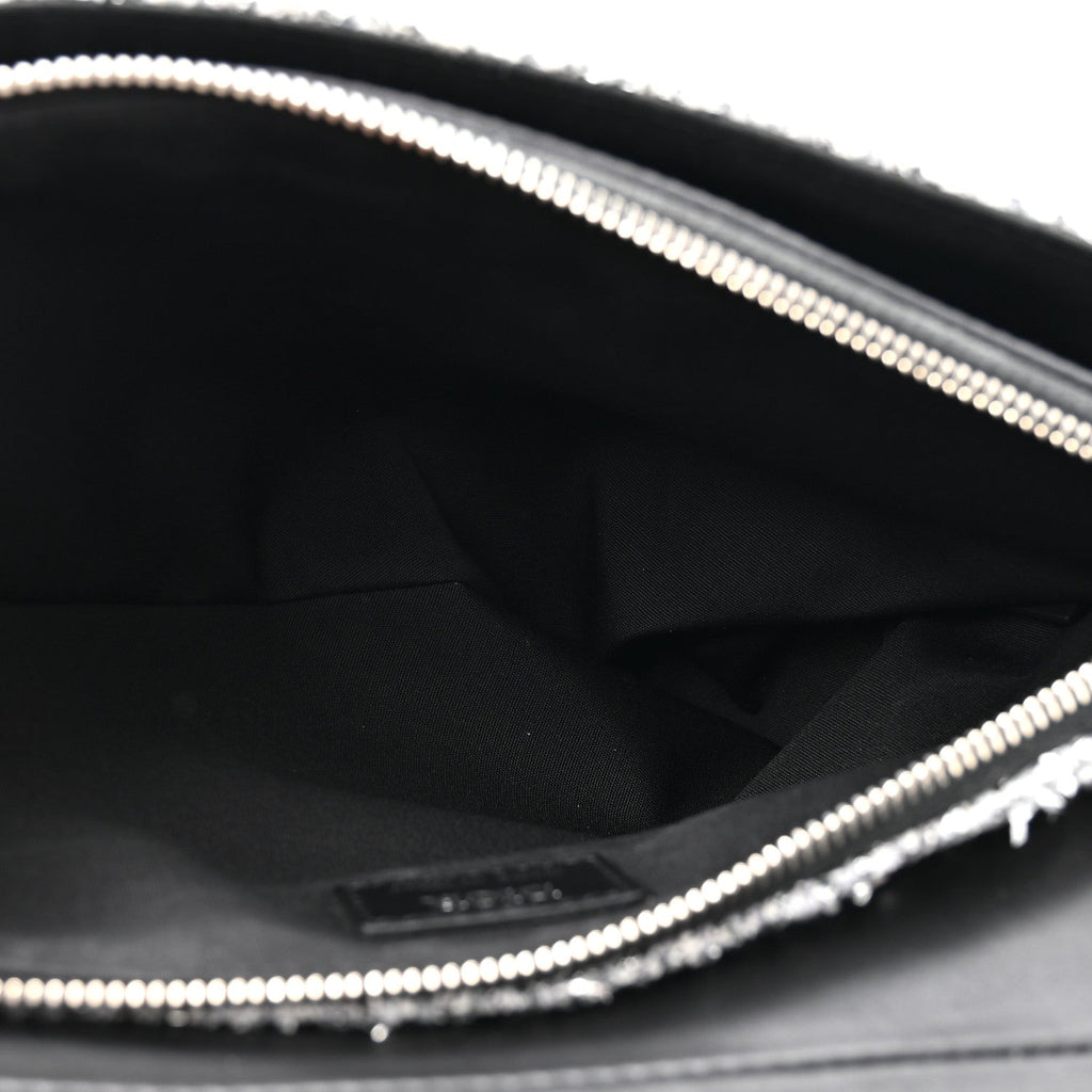 Tweed Saddle Crossbody Bag Black Silver wholesalehk.shop