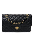Lambskin Quilted Small Double Flap Black wholesalehk.shop