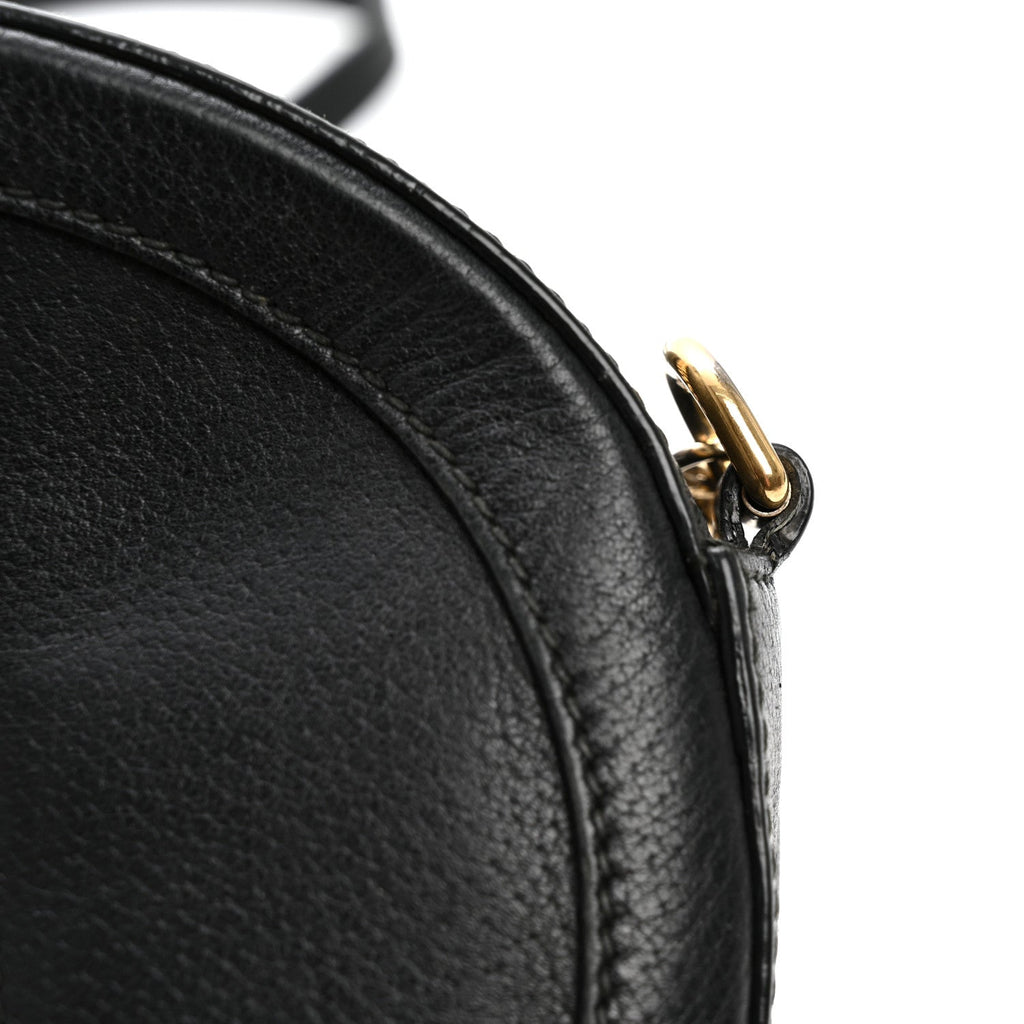 Grained Calfskin Web Mini Ophidia Round Shoulder Bag Black wholesalehk.shop