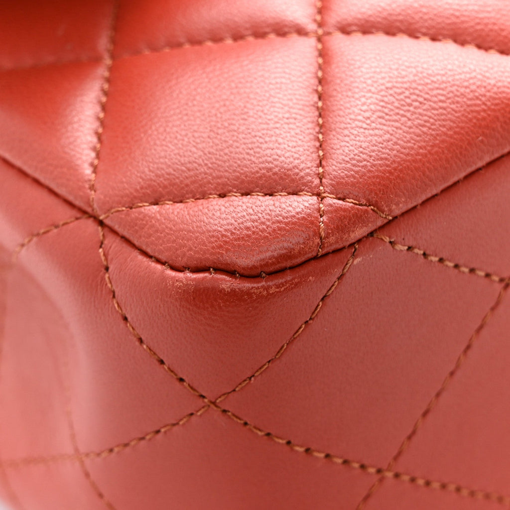 Lambskin Quilted Medium Double Flap Brown wholesalehk.shop