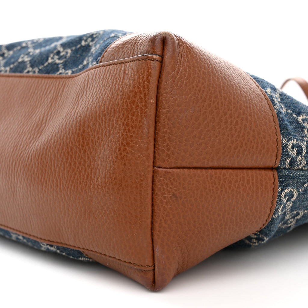 New Denim GG Monogram Medium Ophidia Shopping Tote Blue Tea Cuir wholesalehk.shop