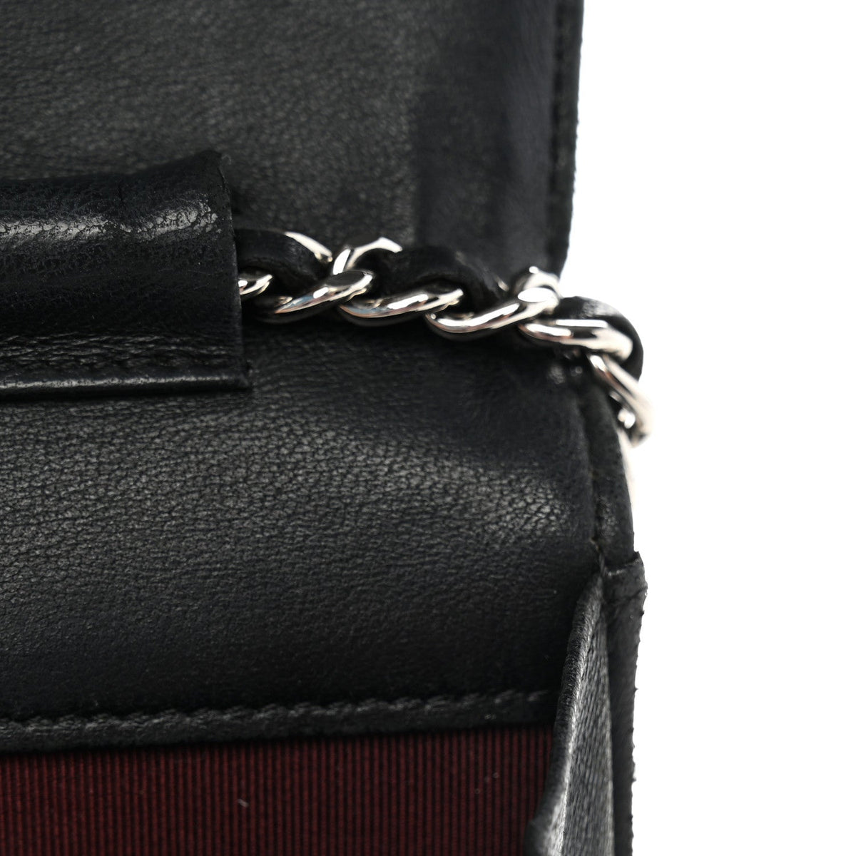 Lambskin Quilted Wallet On Chain WOC Black wholesalehk.shop