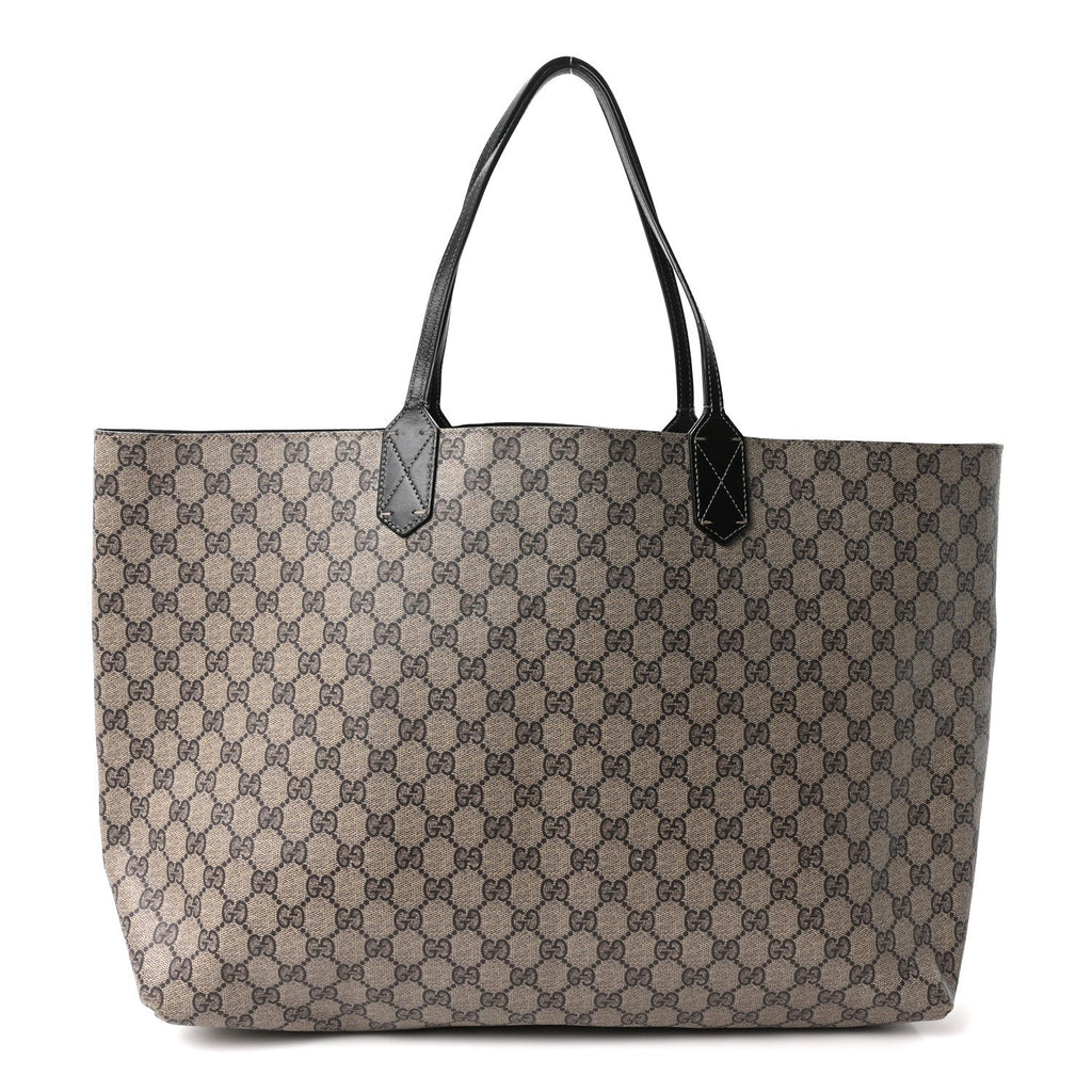 GG Supreme Monogram Large Reversible Tote Beige Black wholesalehk.shop