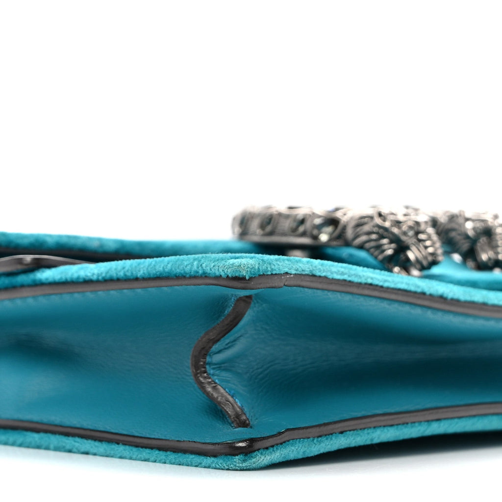 Velvet Super Mini Dionysus Shoulder Bag Pavone Cyan wholesalehk.shop