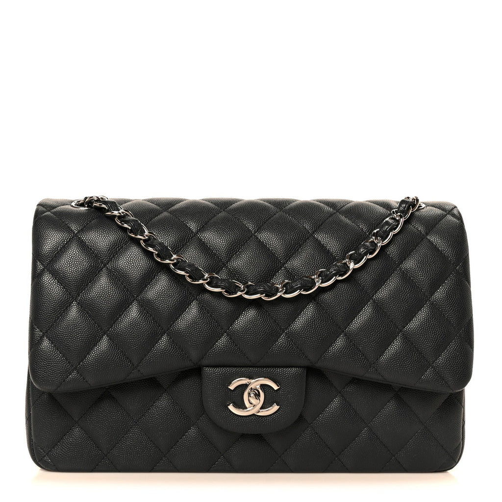 Caviar Quilted Jumbo Double Flap Navy Blue wholesalehk.shop