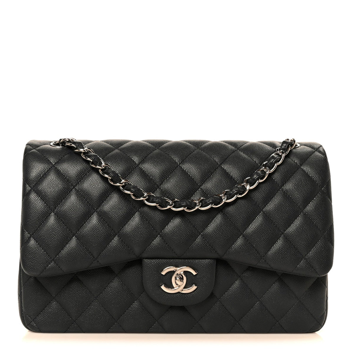 Caviar Quilted Jumbo Double Flap Navy Blue wholesalehk.shop