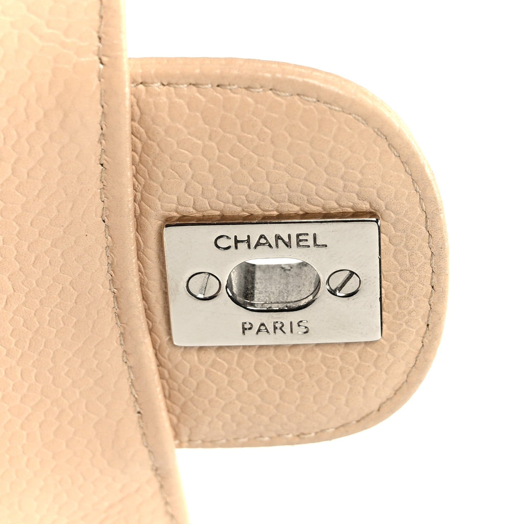 Caviar Quilted Medium Double Flap Beige wholesalehk.shop