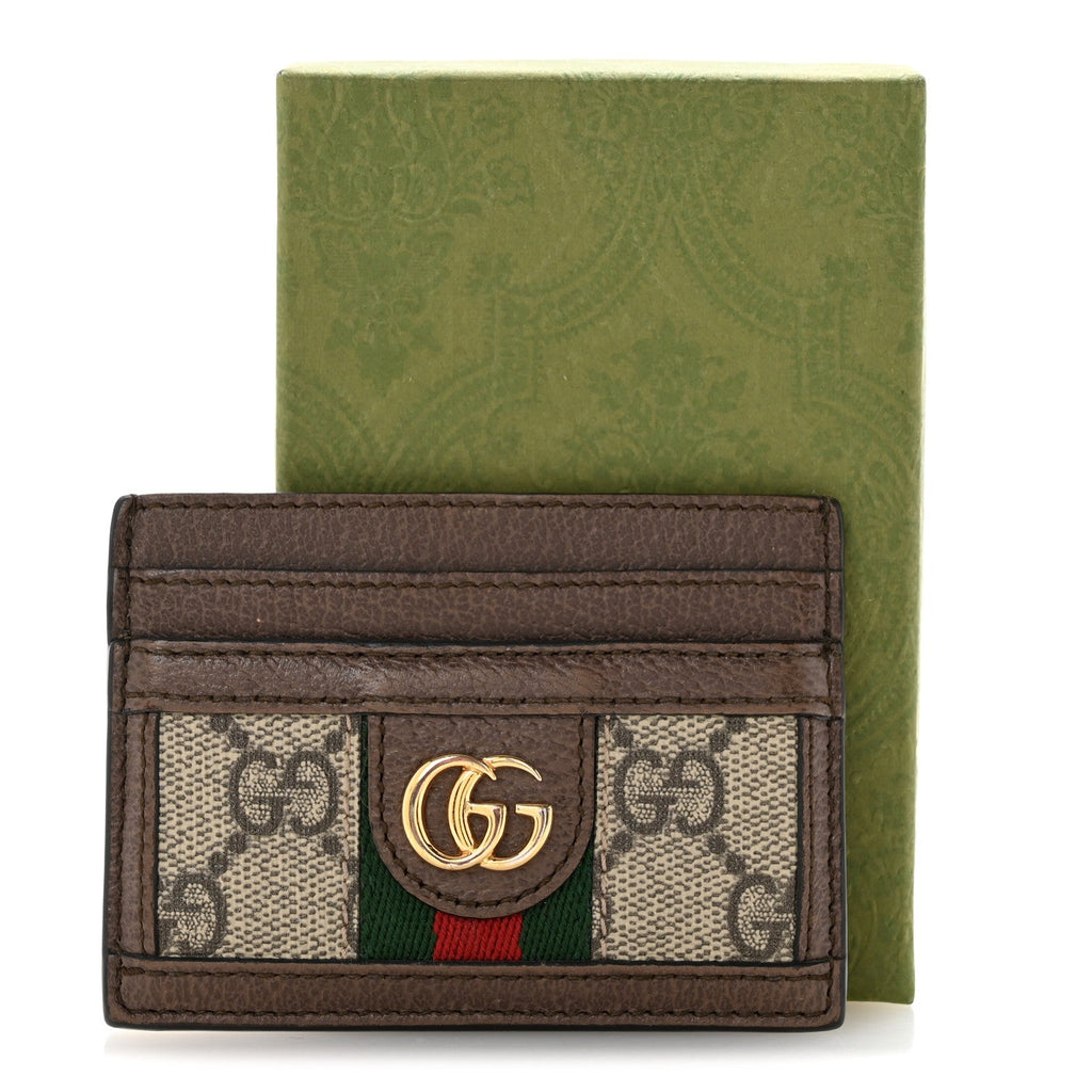 GG Supreme Monogram Textured Dollar Calfskin Ophidia Card Holder Beige Ebony New Acero wholesalehk.shop