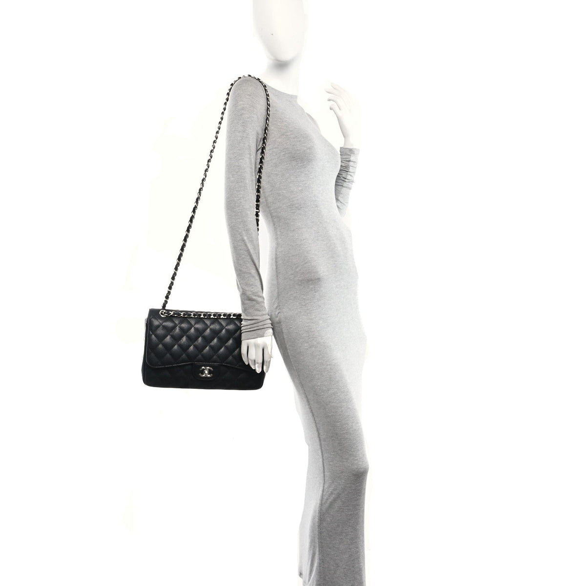 Caviar Quilted Jumbo Double Flap Black wholesalehk.shop