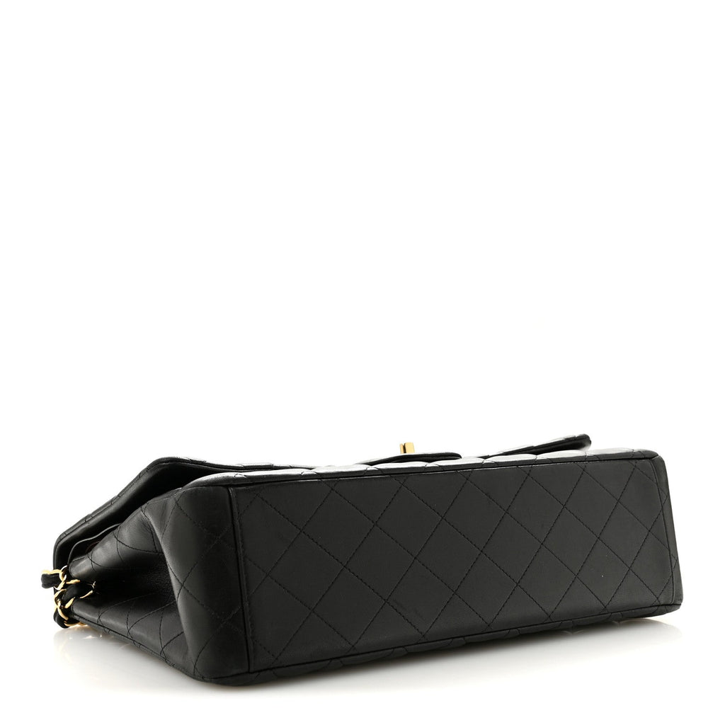 Lambskin Quilted Maxi Double Flap Black wholesalehk.shop