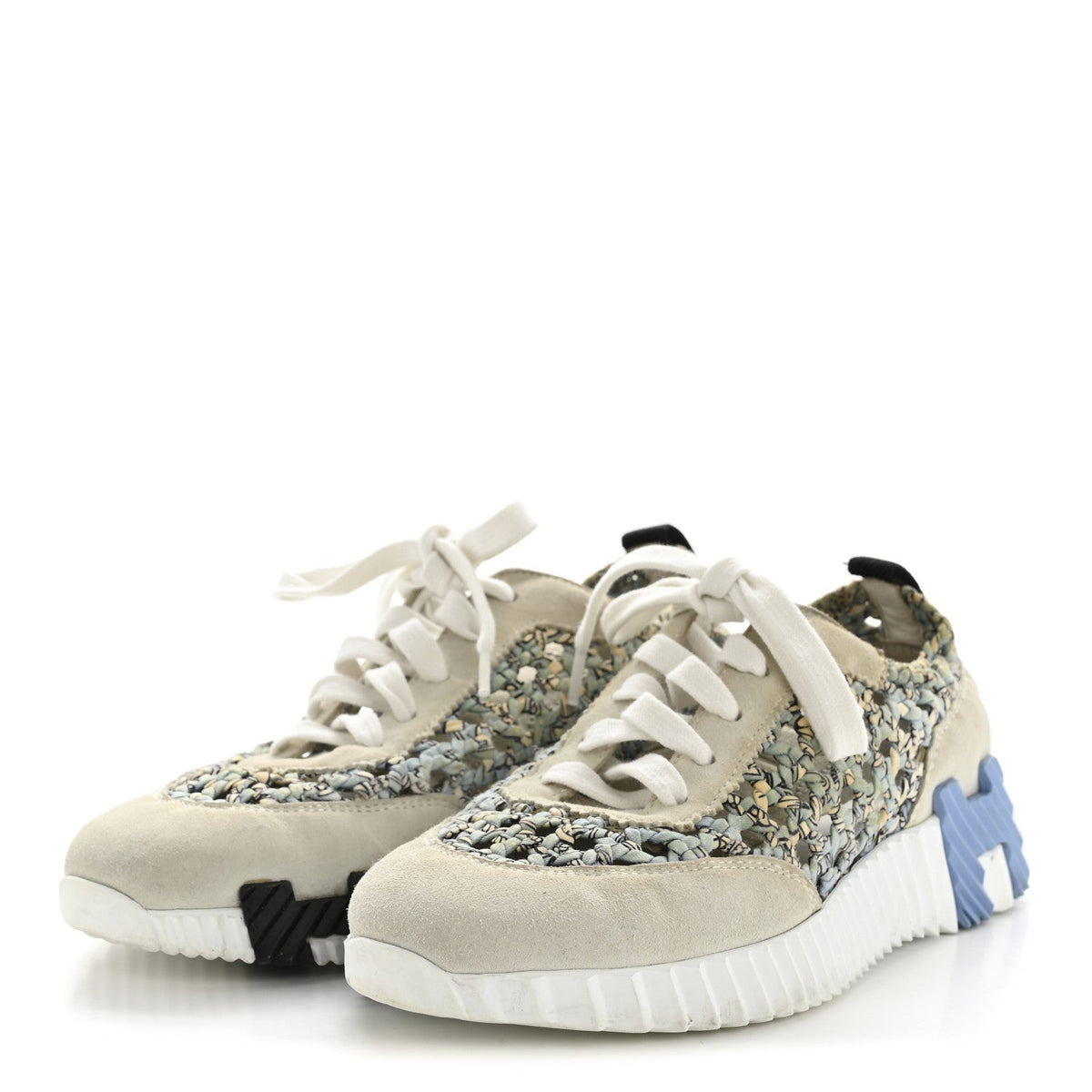 Braided Silk Suede Sneakers 35 Bleu Clair White wholesalehk.shop