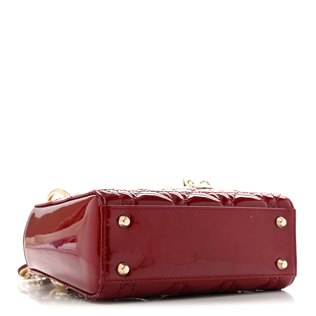 Patent Cannage Mini Lady Dior Red wholesalehk.shop