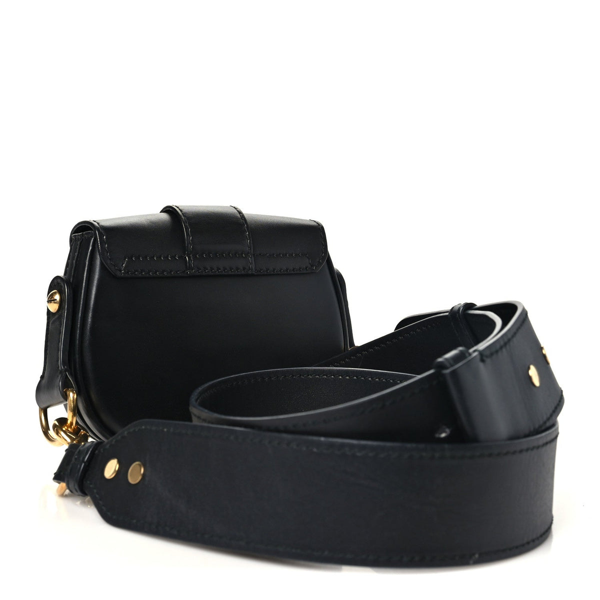 Calfskin Mini D Fence Saddle Bag Black wholesalehk.shop
