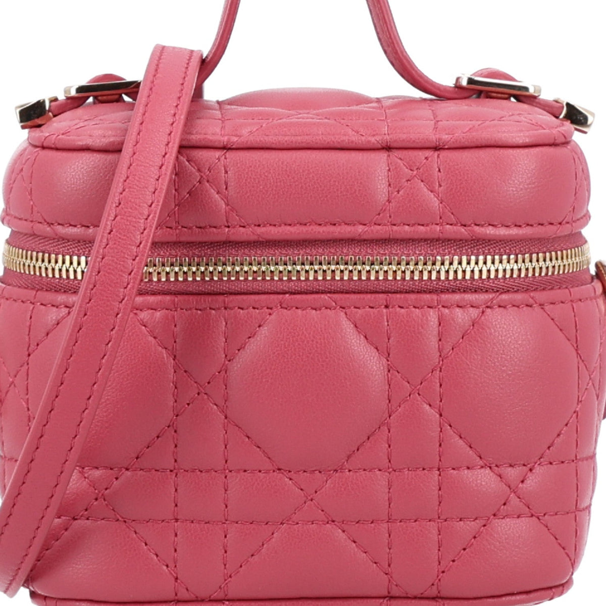 Lambskin Cannage Micro Vanity Case Strawberry Pink wholesalehk.shop