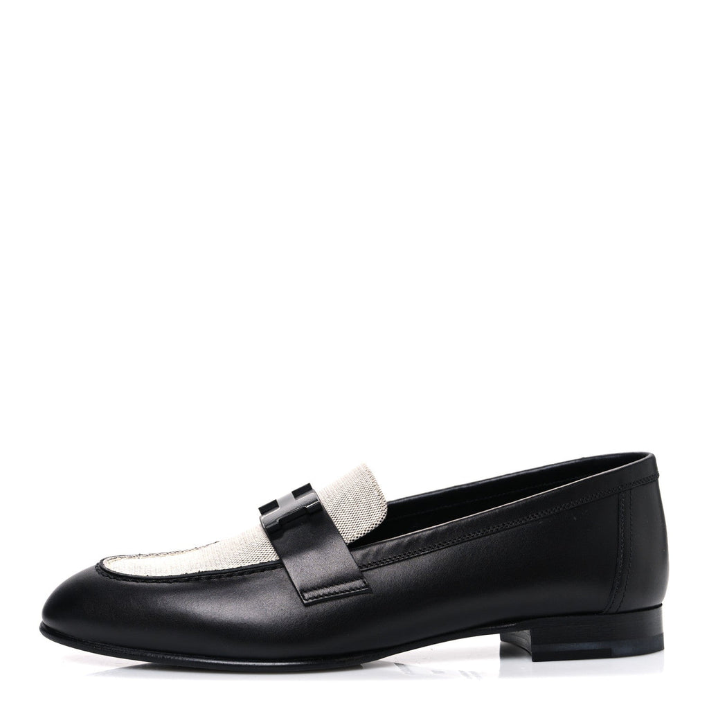 Toile De Coton Calfskin Womens Paris Loafers 37 Black Prunoir wholesalehk.shop