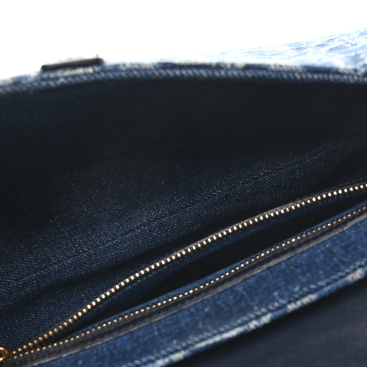 Denim Oblique Jacquard Saddle Bag With Strap Blue wholesalehk.shop