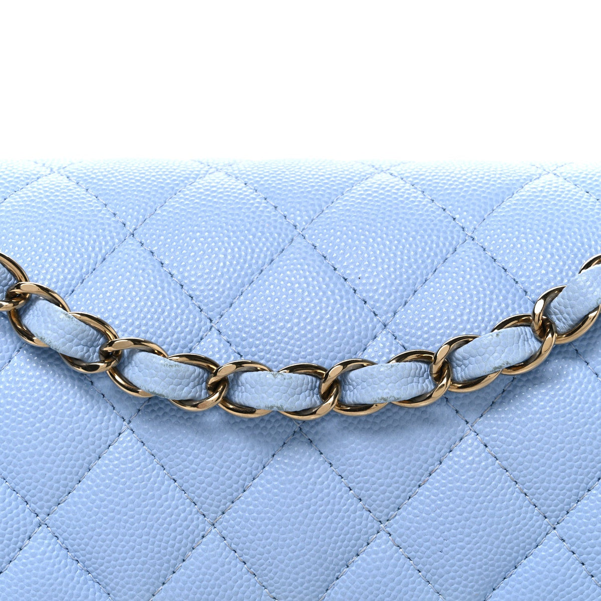 Caviar Quilted Small Double Flap Light Blue wholesalehk.shop