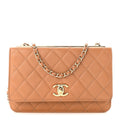 Lambskin Quilted Trendy CC Wallet On Chain WOC Beige wholesalehk.shop