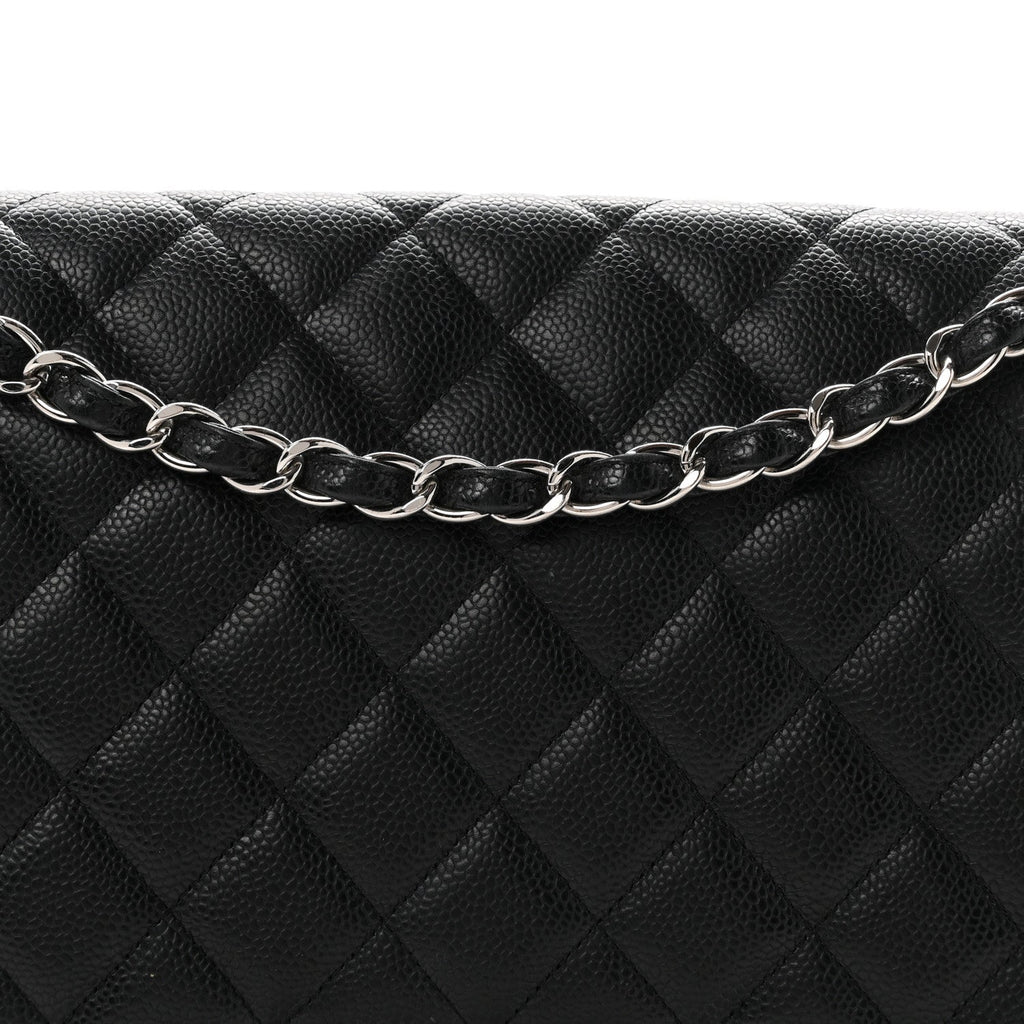 Caviar Quilted Maxi Double Flap Black wholesalehk.shop