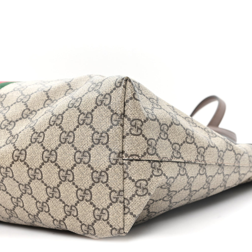 GG Supreme Monogram Medium Ophidia Shopping Tote Brown wholesalehk.shop