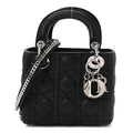 Metallic Calfskin Cannage Mini Lady Dior Black wholesalehk.shop