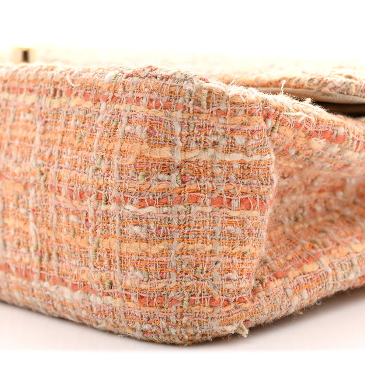 Tweed Quilted Medium Double Flap Orange Beige Multicolor wholesalehk.shop