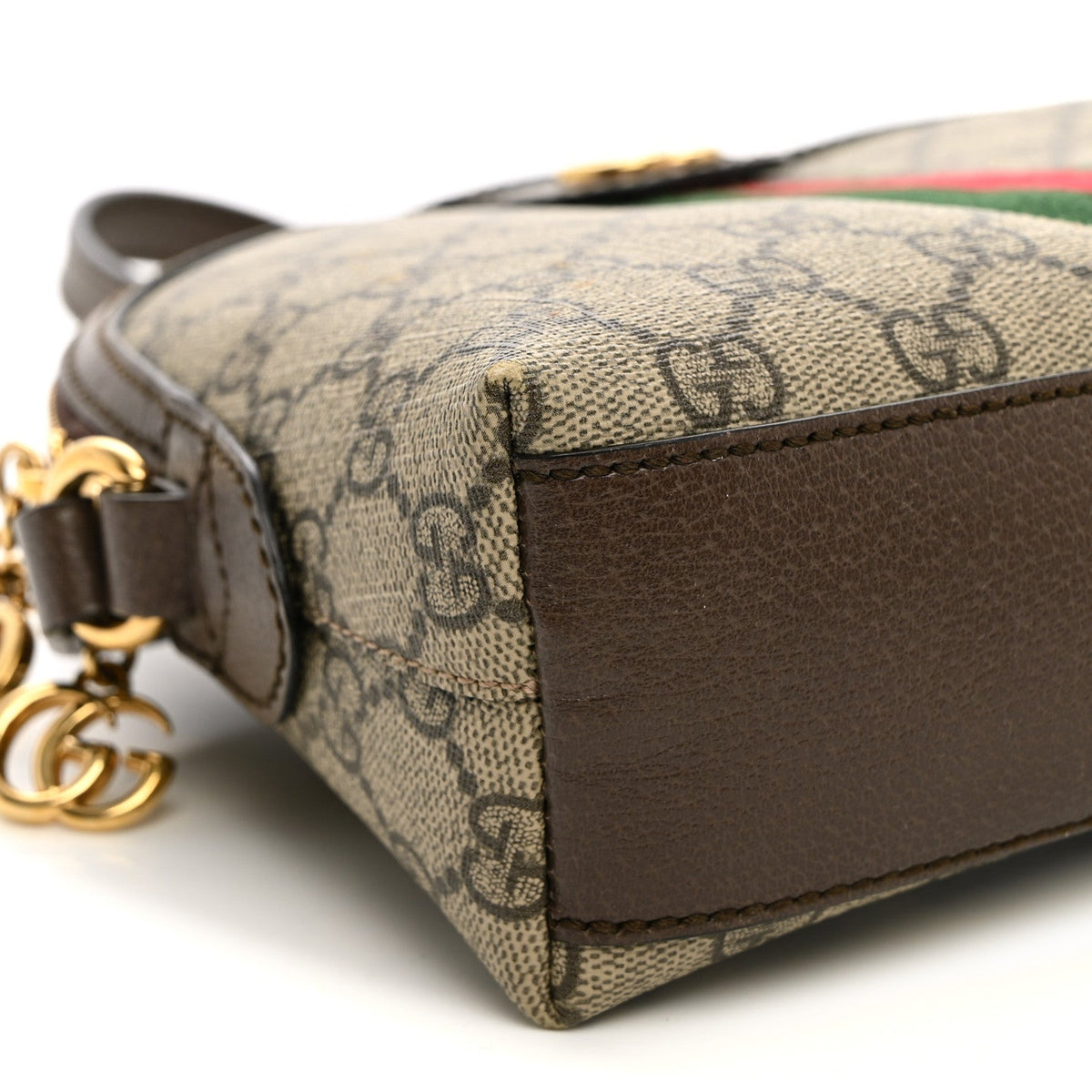 GG Supreme Monogram Textured Dollar Calfskin Web Small Ophidia Dome Shoulder Bag Beige Ebony New Acero wholesalehk.shop