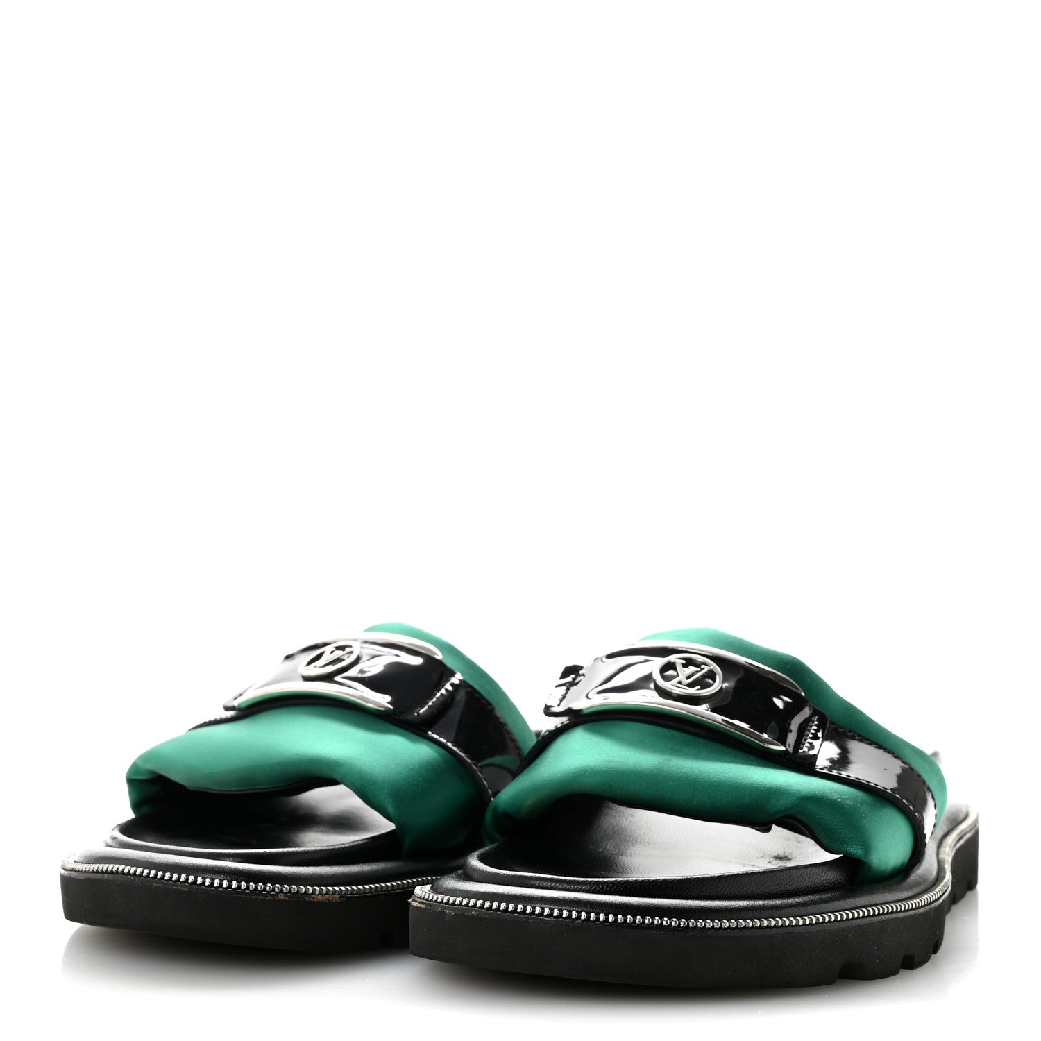 Satin Pool Pillow Flat Comfort Mule 38 Green Black £¨ Direct shipment via from wholesalehk.shop