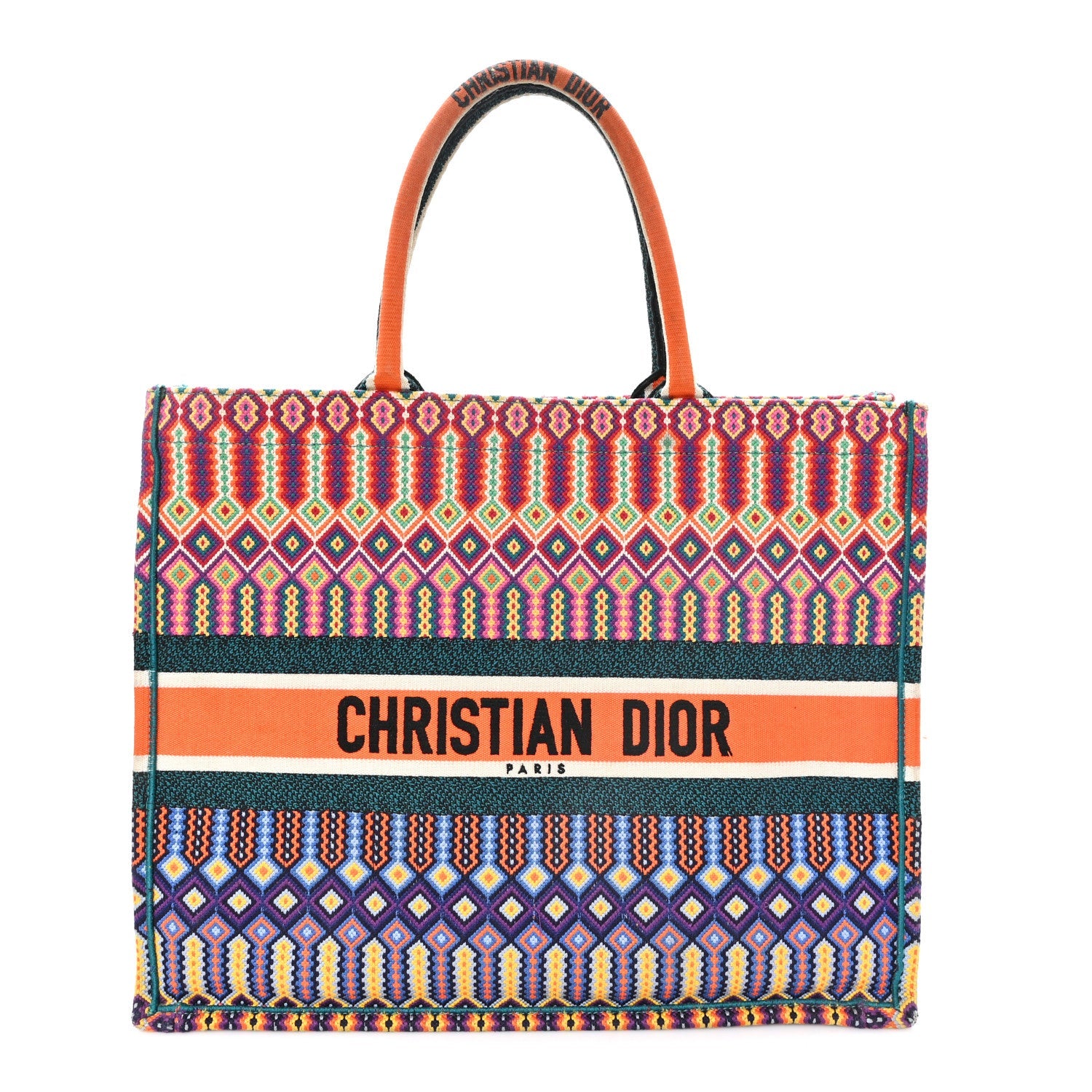 Canvas Embroidered Large Book Tote Orange Multicolor £¨ Direct shipment via from wholesalehk.shop