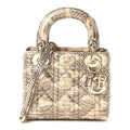 Metallic Snakeskin Cannage Mini Lady Dior Beige wholesalehk.shop