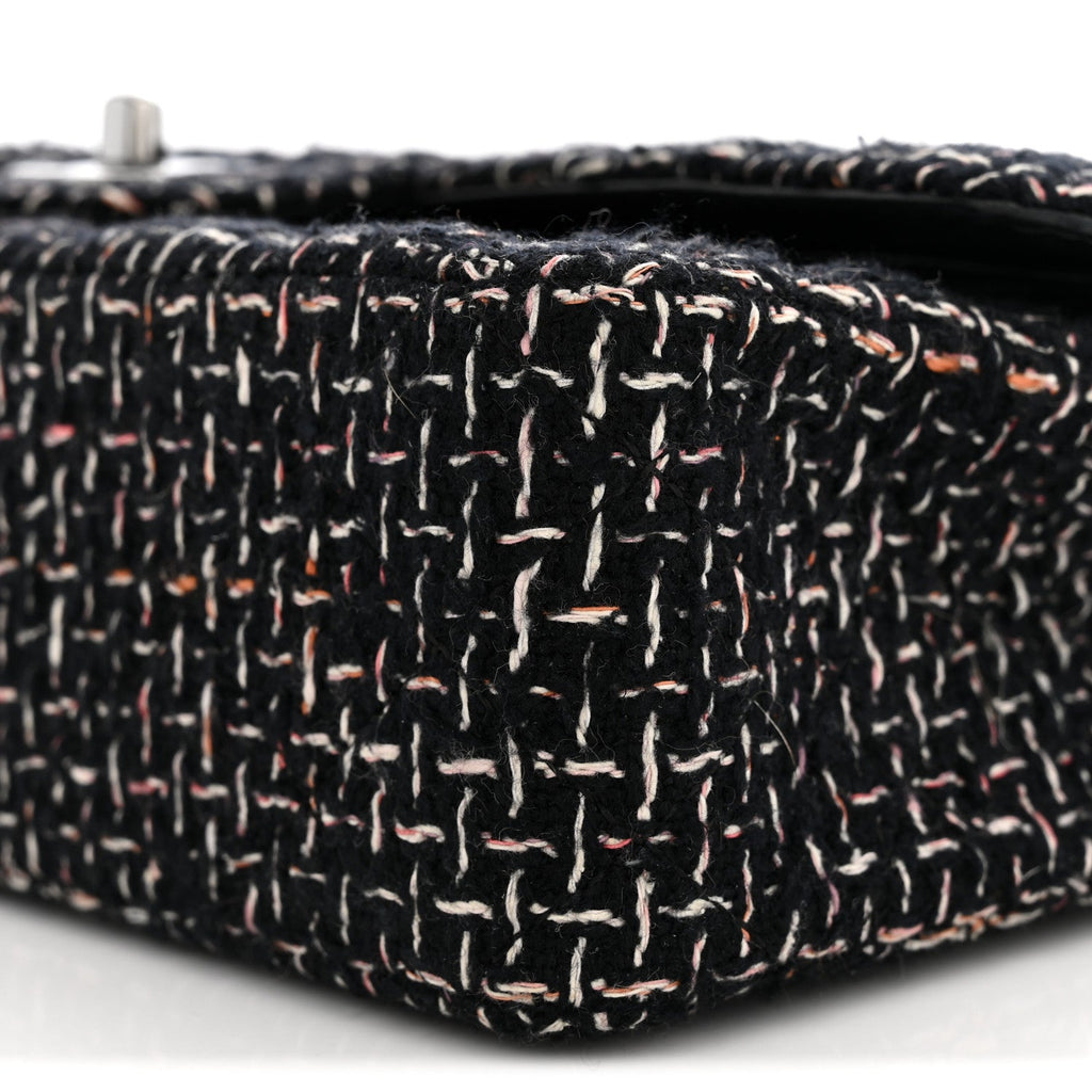 Tweed Quilted Medium Double Flap Black wholesalehk.shop