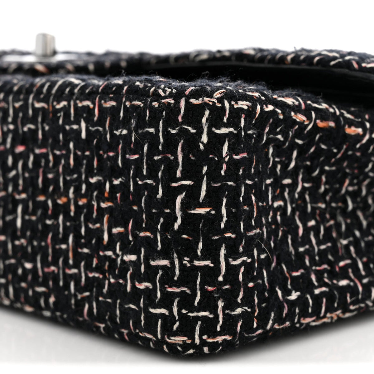 Tweed Quilted Medium Double Flap Black wholesalehk.shop