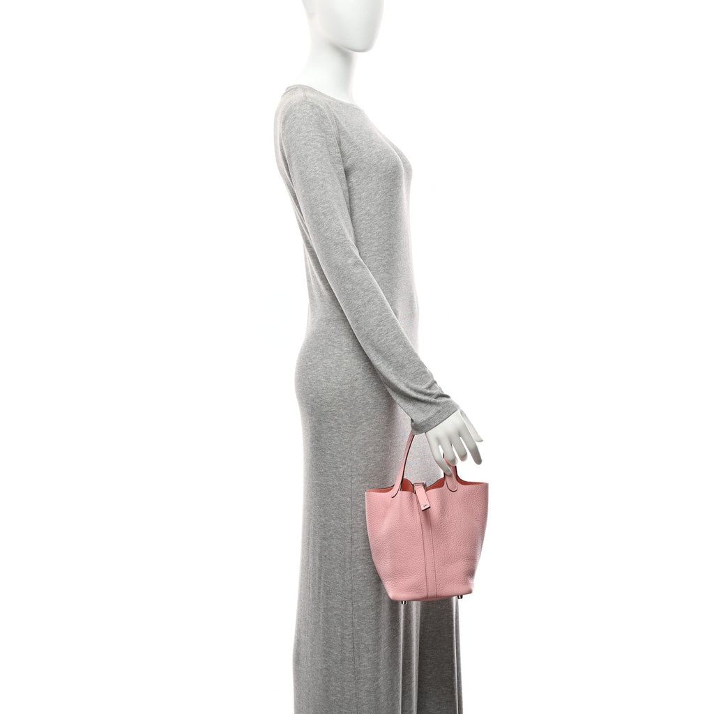 Taurillon Clemence Picotin Lock 18 PM Rose Sakura £¨ Direct shipment via from wholesalehk.shop