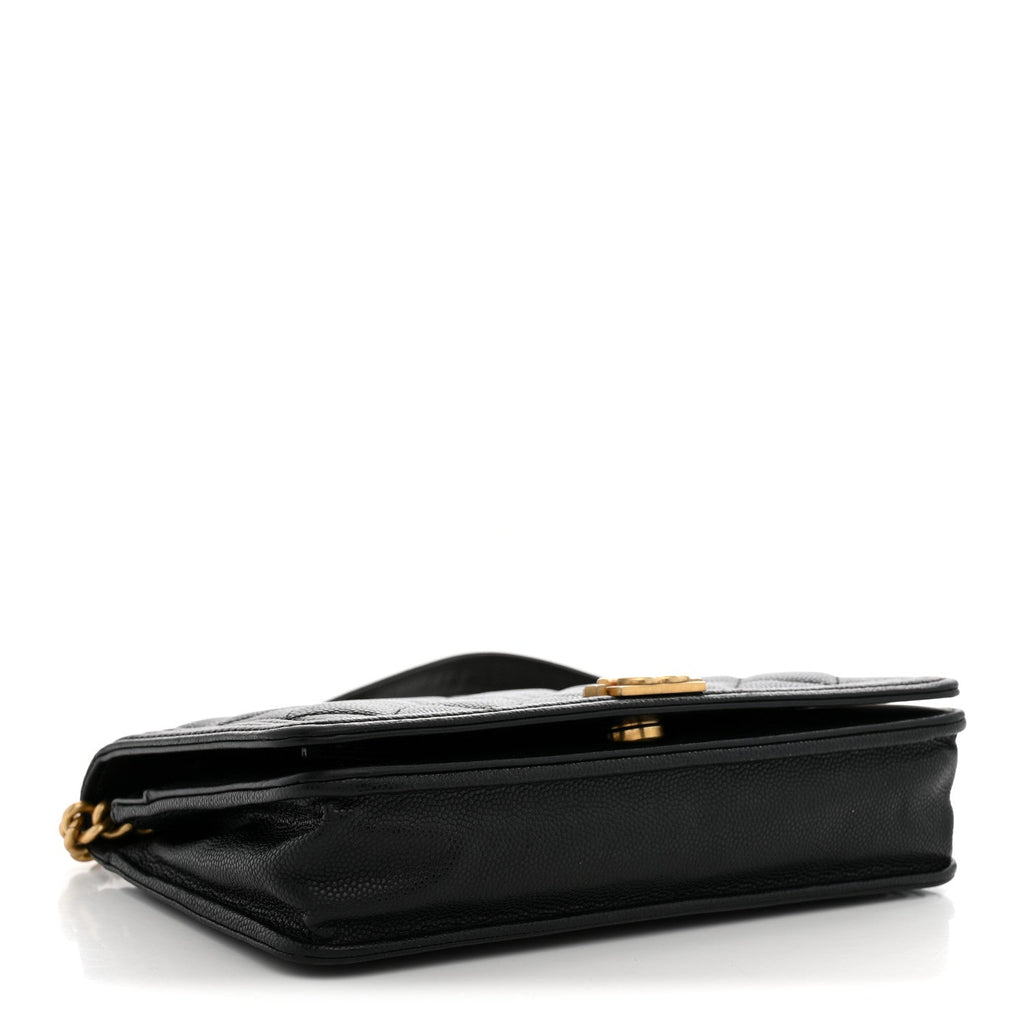Caviar Quilted Boy Wallet On Chain WOC Black wholesalehk.shop
