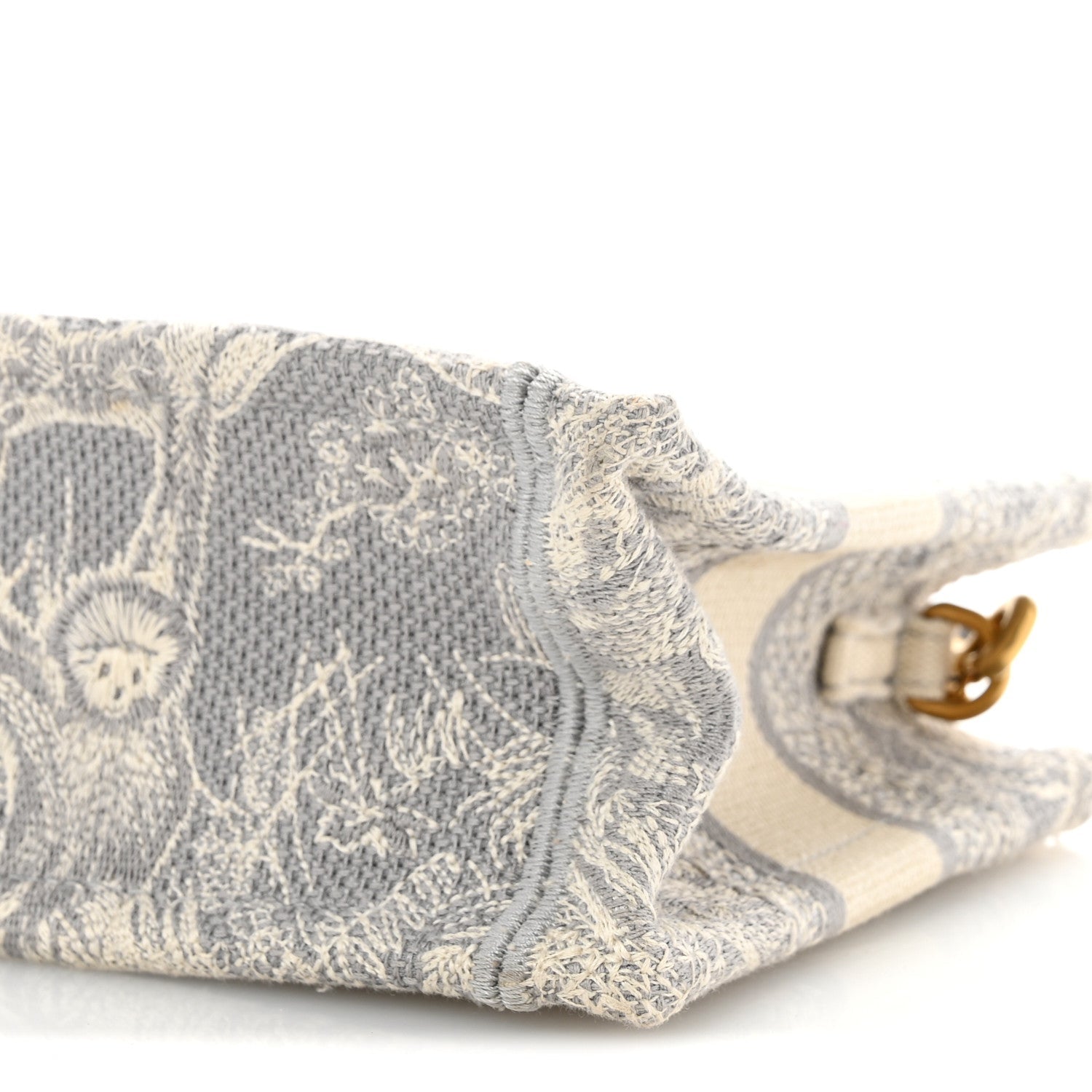 Canvas Embroidered Toile De Jouy Reverse Mini Book Tote With Strap Grey £¨ Direct shipment via from wholesalehk.shop