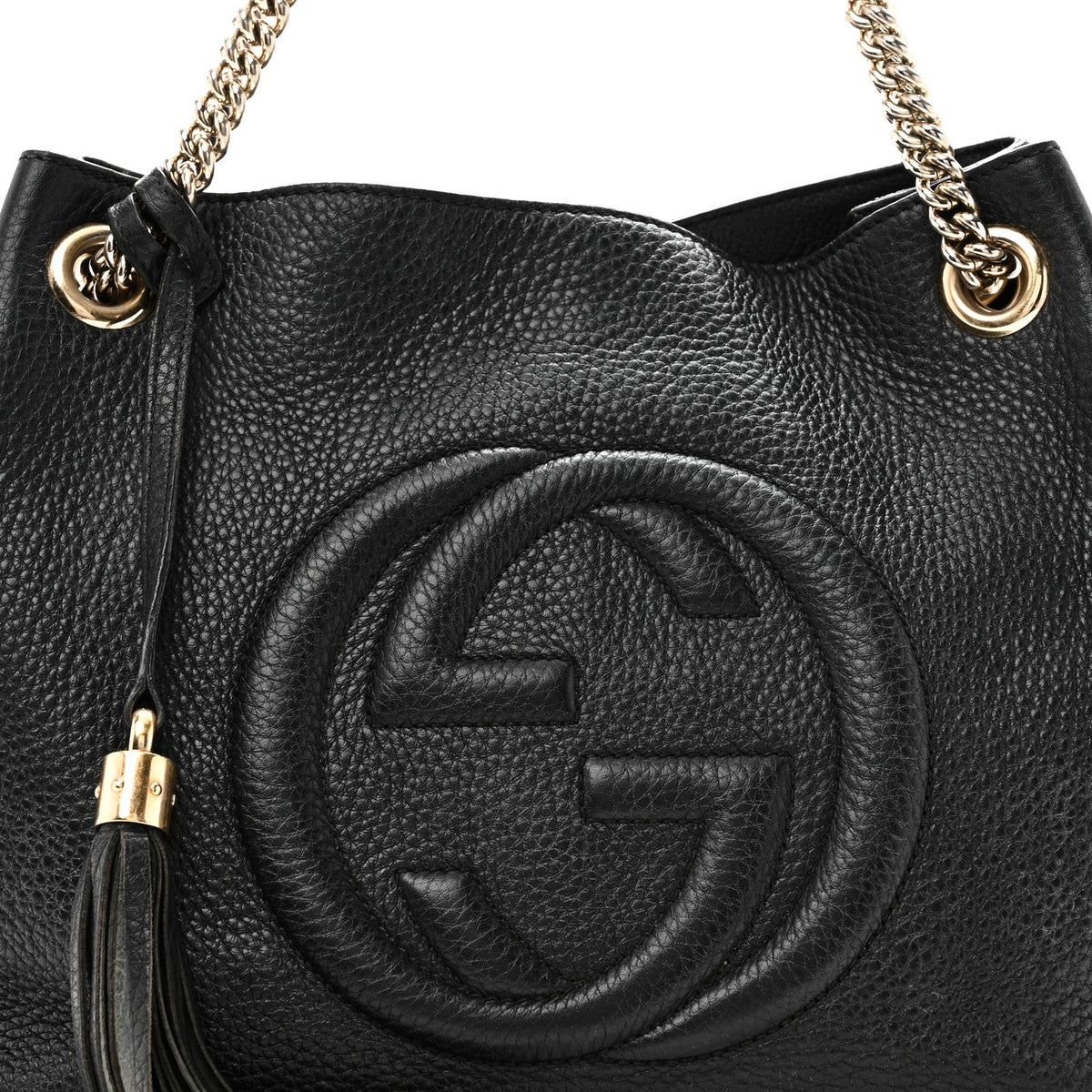 Pebbled Calfskin Medium Soho Chain Shoulder Bag Black wholesalehk.shop