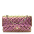 Iridescent Lambskin Quilted Medium Double Flap Purple wholesalehk.shop