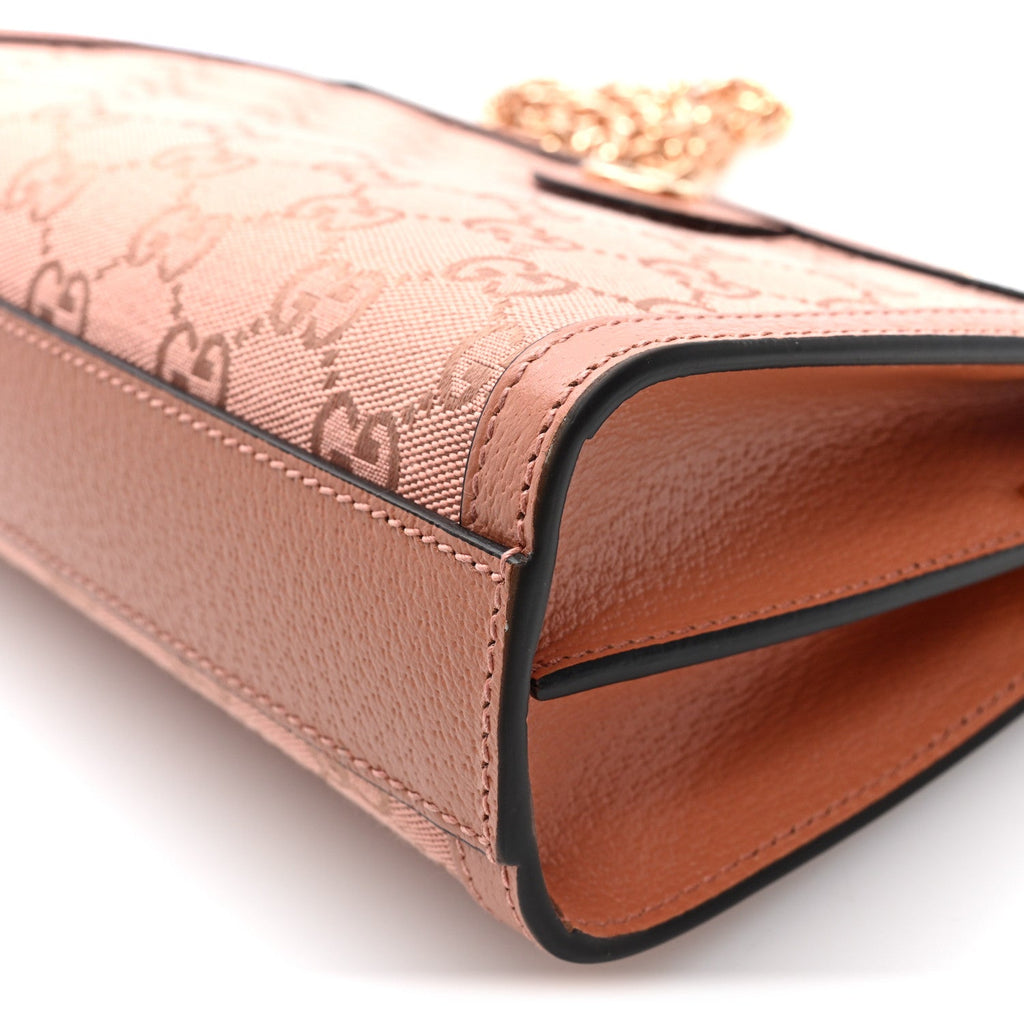 Monogram Textured Dollar Calfskin Small Ophidia Chain Shoulder Bag Cloche Rose Pink wholesalehk.shop