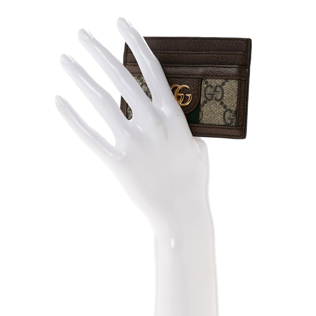 GG Supreme Monogram Textured Dollar Calfskin Ophidia Card Holder Beige Ebony New Acero wholesalehk.shop