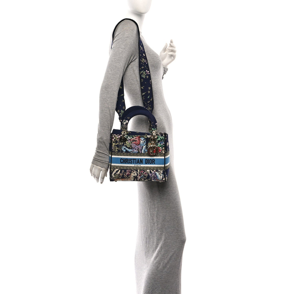 Canvas D-Constellation Embroidered Medium Lady D-Lite Bleu Multicolor wholesalehk.shop