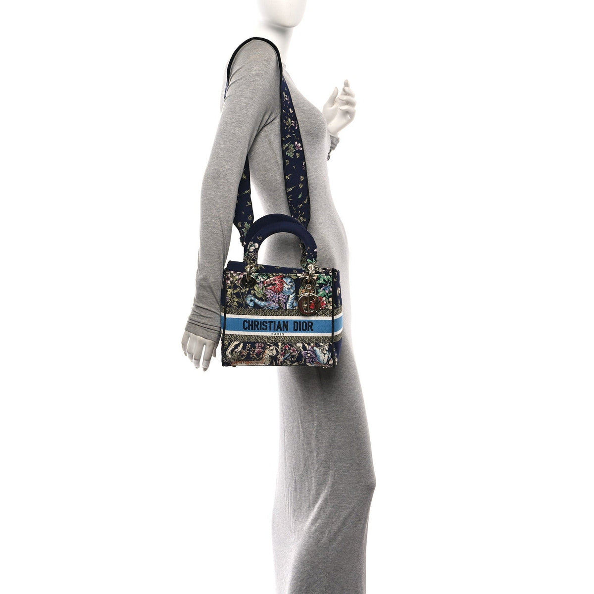 Canvas D-Constellation Embroidered Medium Lady D-Lite Bleu Multicolor wholesalehk.shop
