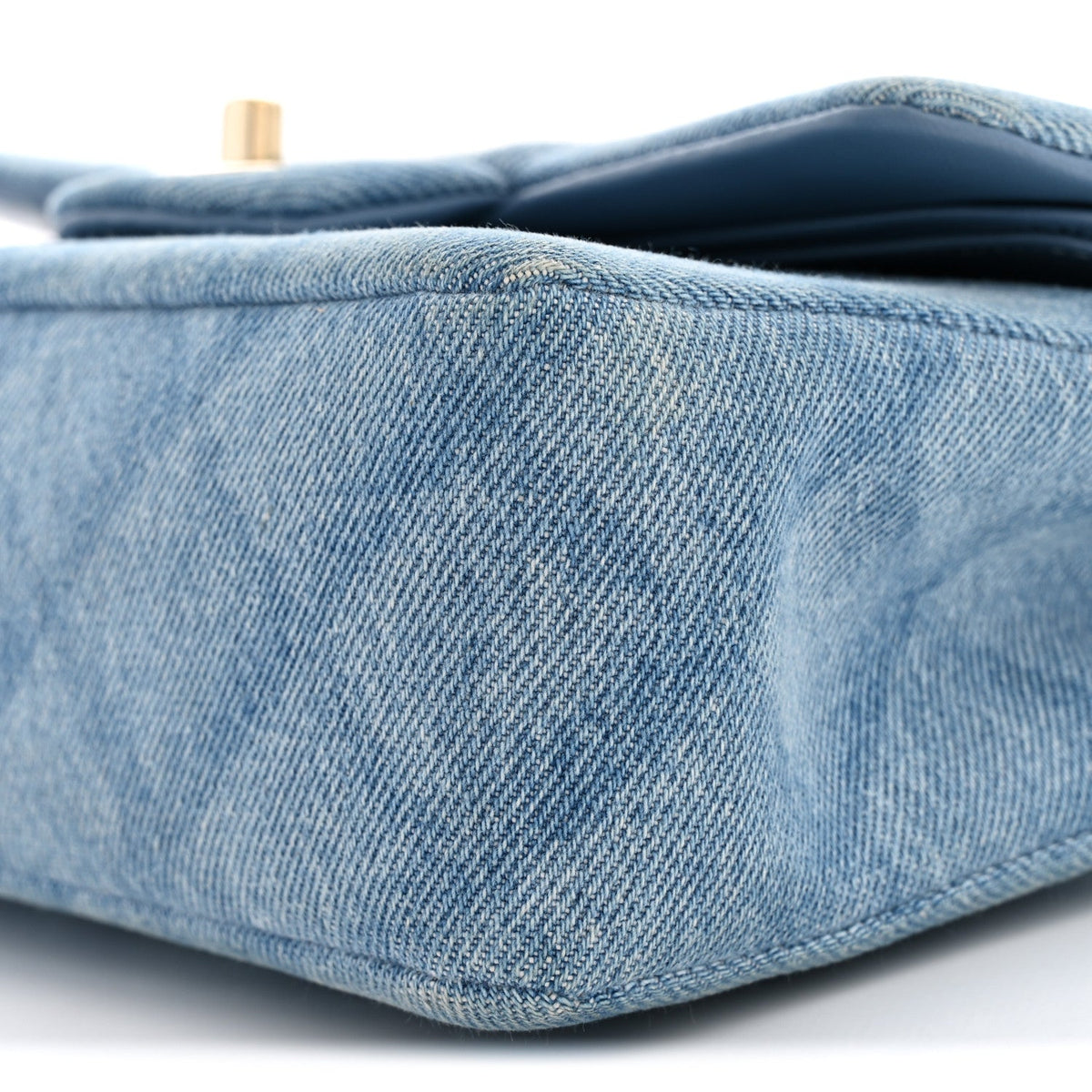 Printed Denim Quilted Small Double Flap Light Blue wholesalehk.shop