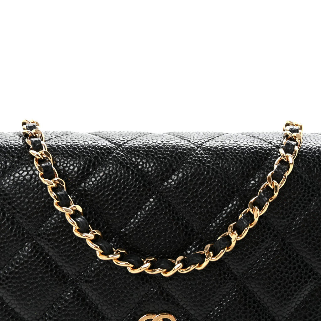 Caviar Quilted Wallet on Chain WOC Black wholesalehk.shop