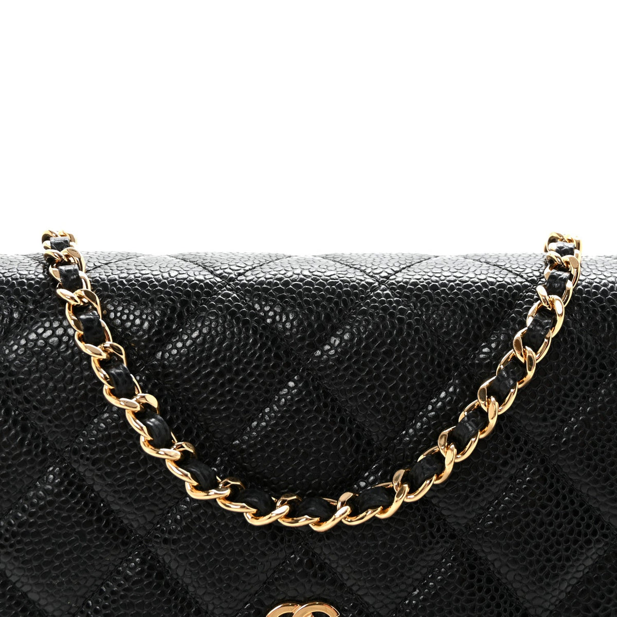 Caviar Quilted Wallet on Chain WOC Black wholesalehk.shop